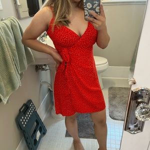 Polka dot wrap dress